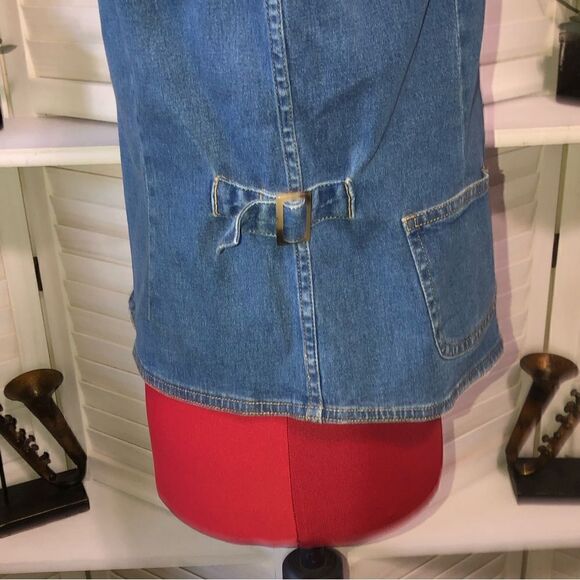 Orvis Vintage 90s clasic Blue Denim jeans Jacket blazer pockets button closure M - Picture 4 of 8